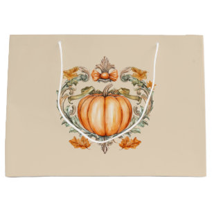 Elegant Fall Pumpkin Large Gift Bag