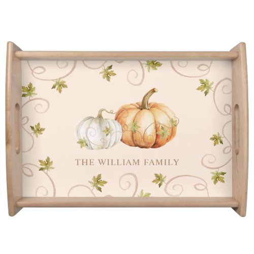 Elegant Fall Pumpkin Personalized Serving Tray