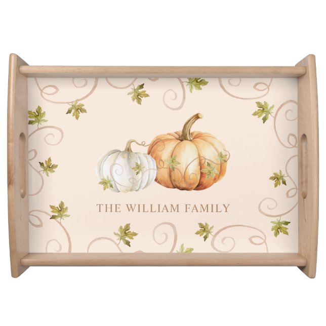 Elegant Fall Pumpkin Personalized Serving Tray (Front)
