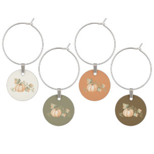 Elegant Fall Pumpkin Thanksgiving Wine Charm