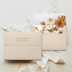 Elegant Fall Pumpkin Wedding Invitation Envelope