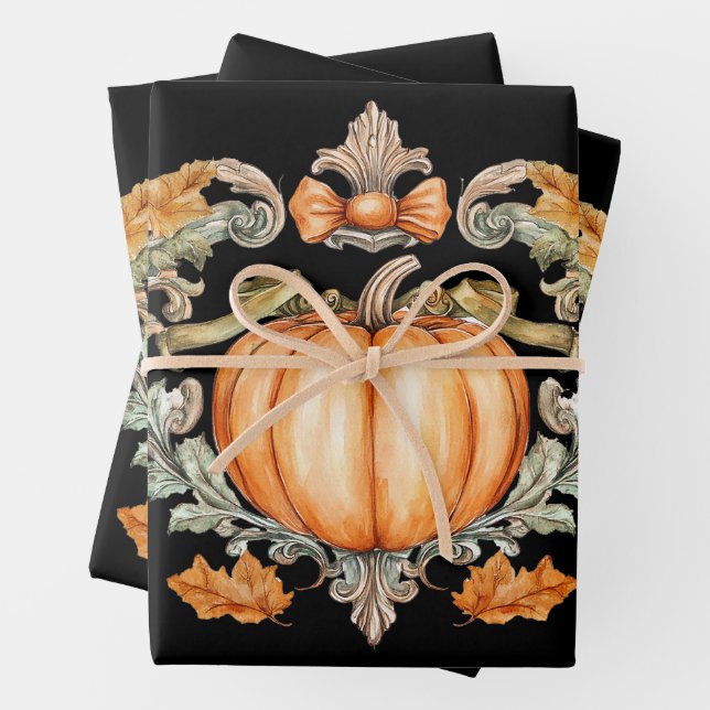 Elegant Fall Pumpkin  Wrapping Paper Sheets (In situ)