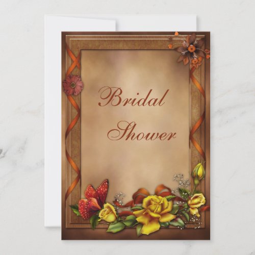 Elegant Fall Roses  Butterfly Bridal Shower Invitation