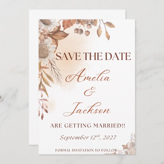 Elegant Fall Save the Date (Front/Back)