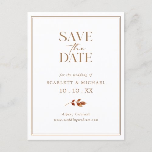 Elegant Fall Save The Date Postcard