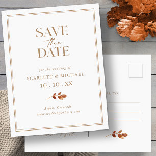 Elegant Fall Save The Date Postcard