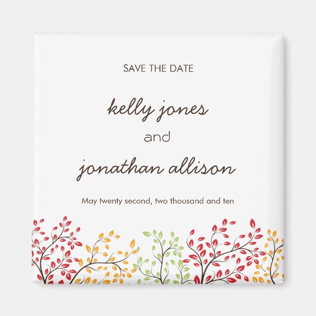 Elegant Fall Save the Date Wedding Magnet (Front)