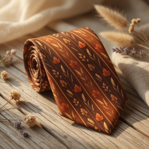 Elegant Fall Stripe Pattern Neck Tie