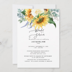 Elegant Fall Sunflower Eucalyptus Bridal Shower Invitation