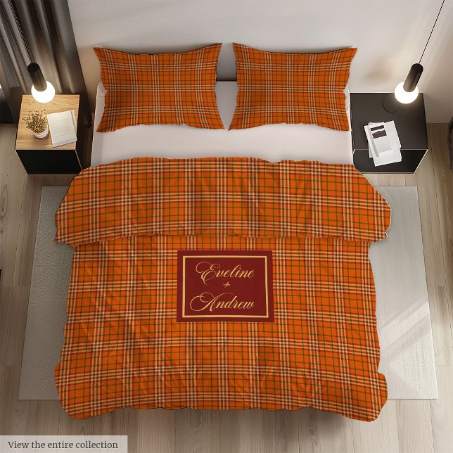 Elegant Fall Tartan Bedding Custom Name Cozy Style Duvet Cover (Elegant Fall Tartan Bedding Custom Name Cozy Style)