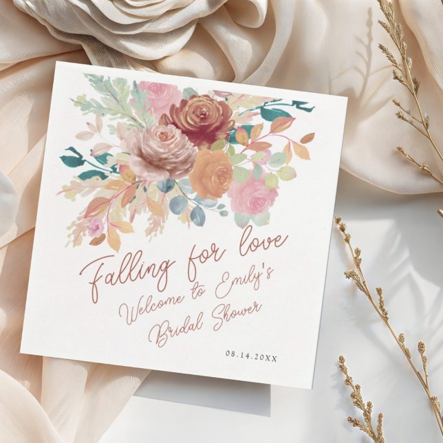 Elegant Fall Terracotta Blush Floral Bridal Shower Napkins (Creator Uploaded)