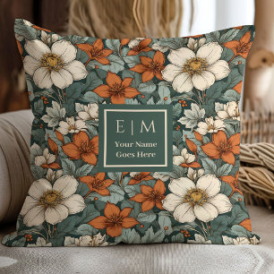 Elegant Fall Terracotta Floral Pillow Home Accent