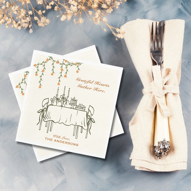 Elegant Fall Thanksgiving Friendsgiving Dinner Napkins (Creator Uploaded)