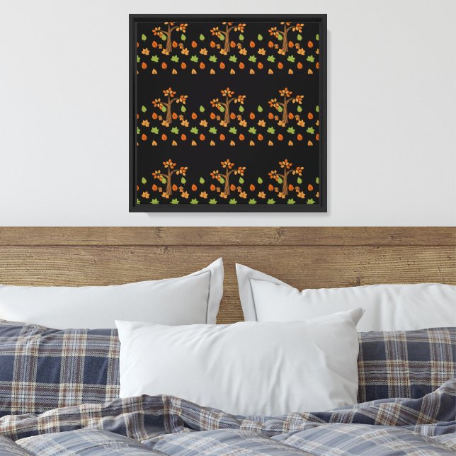 Elegant Fall Tree & Leaf Stylish Canvas Print (Insitu(Bedroom))