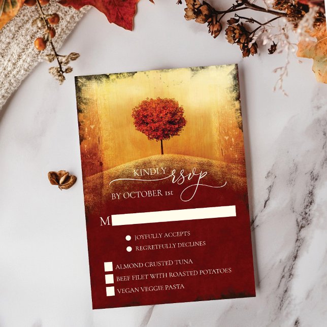 Elegant Fall Tree Wedding RSVP Invitation (Elegant Fall Tree Wedding RSVP)