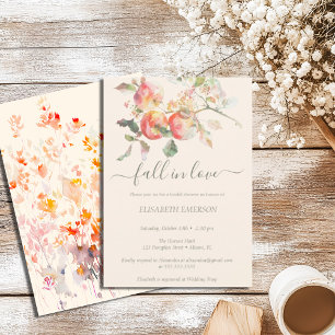 Elegant Fall Watercolor Apples and Flowers  Invitation