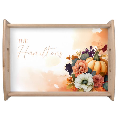 Elegant Fall Watercolor Foliage Custom Serving Tray