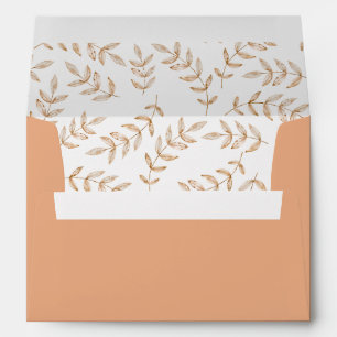 Elegant Fall Watercolor Leaf Lined Envelope