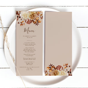 Elegant Fall Watercolor Terracotta Wedding Menu