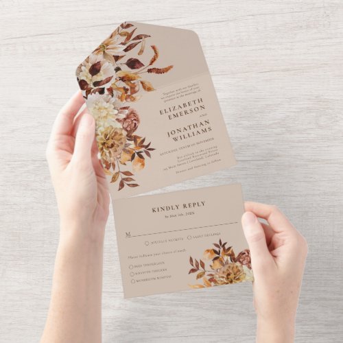 Elegant Fall Wedding All In One Invitation