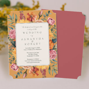 Elegant Fall Wedding Bold Floral Border Invitation