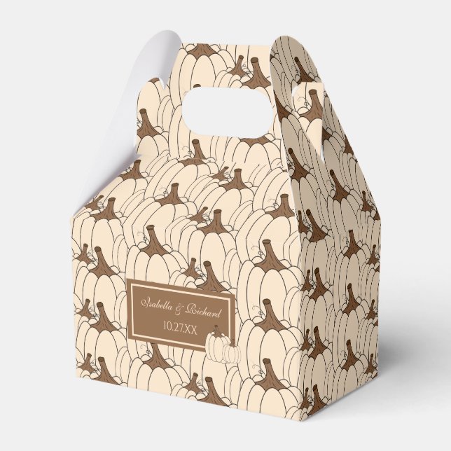 Elegant Fall Wedding Creamy Pumpkins Favor Box (Front Side)