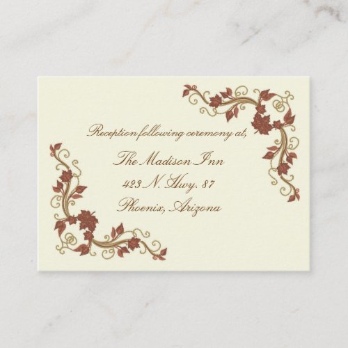 Elegant Fall Wedding enclosure cards Business Cards
