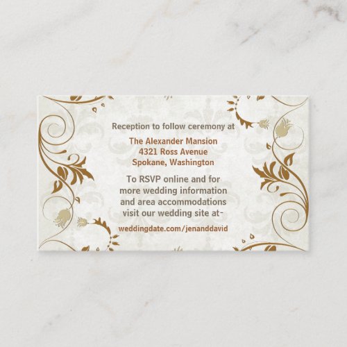 Elegant Fall Wedding enclosure cards Business Cards
