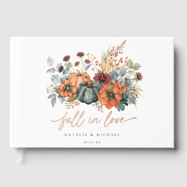 Elegant Fall Wedding Foil Guest Book (Front)