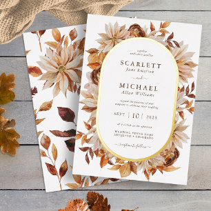 Elegant Fall Wedding Foil Invitation
