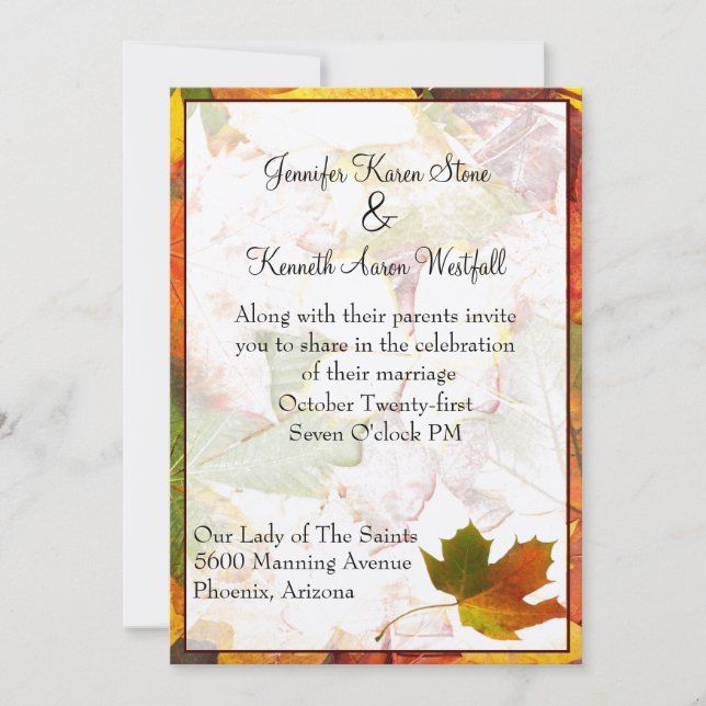 Elegant Fall Wedding Invitation (Front)