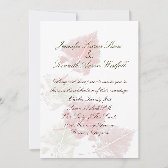 Elegant Fall Wedding Invitation (Front)