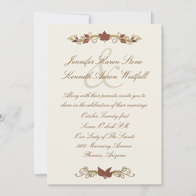 Elegant Fall Wedding Invitation (Front)