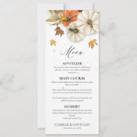 Elegant Fall Wedding Menu