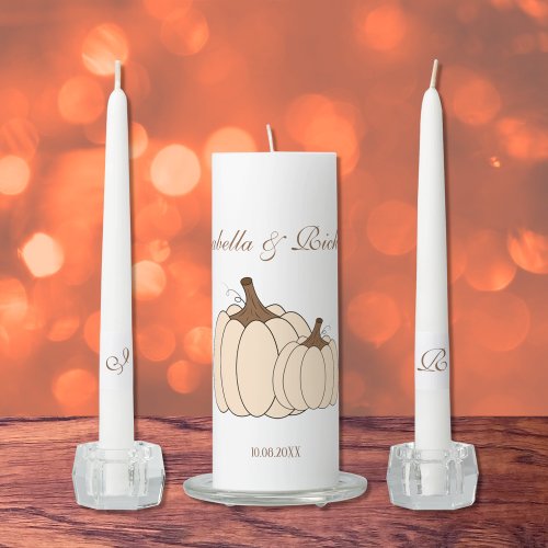 Elegant Fall Wedding Monogram Unity Candle Set