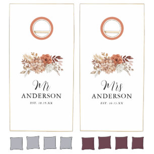 Elegant Fall Wedding Mr Mrs Cornhole Set