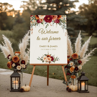 Elegant Fall Wedding Welcome Foam Board