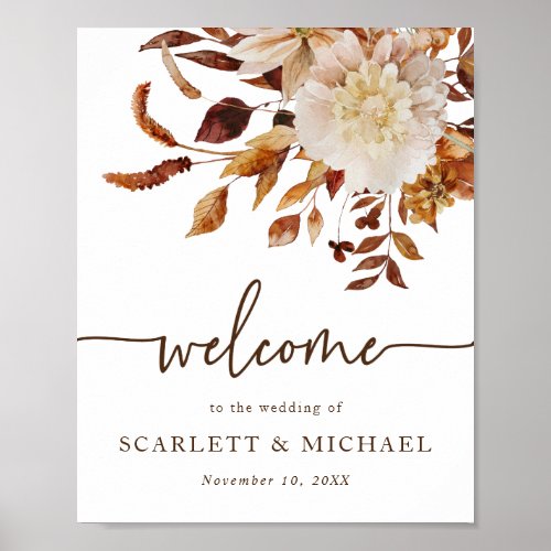 Elegant Fall Wedding Welcome Poster