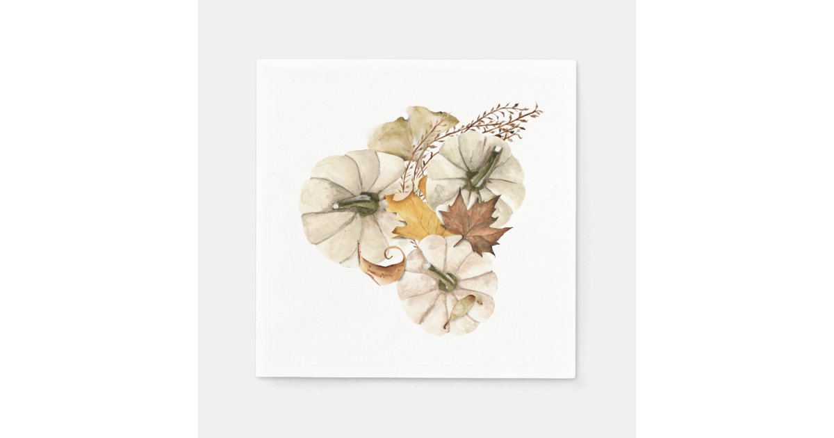 Elegant Fall White Pumpkin Napkins | Zazzle