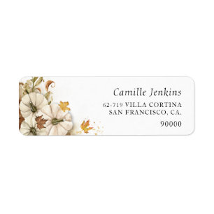 Elegant Fall White Pumpkin Return Address Label