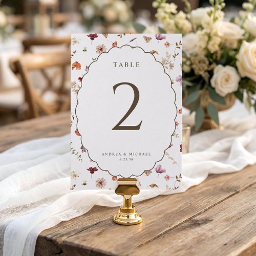 Elegant Fall Wildflower Oval Wedding Table Numbers