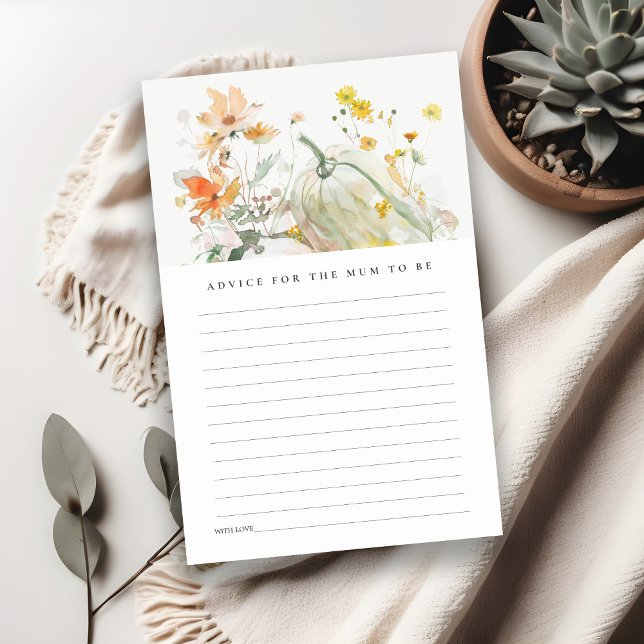 Elegant Fall Wildflower Pumpkin Baby Shower Advice (Creator Uploaded)