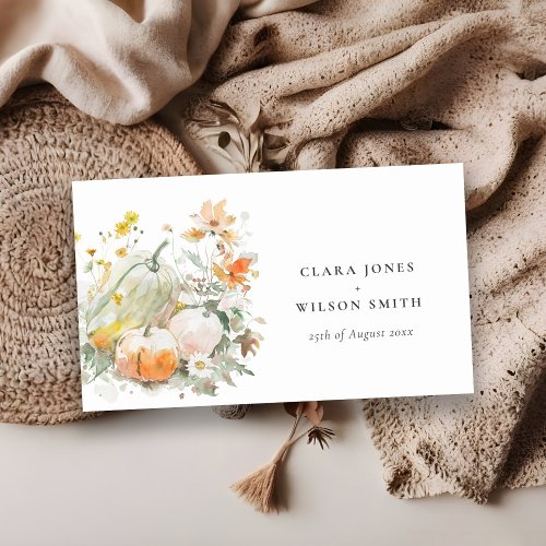 Elegant Fall Wildflower Pumpkin Wedding Website Enclosure Card