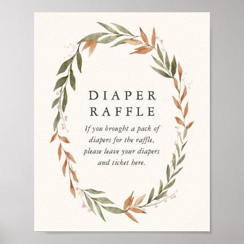 Elegant Fall Wreath Baby Shower Diaper Raffle Sign