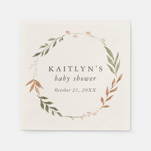 Elegant Fall Wreath Baby Shower Napkins (Front)
