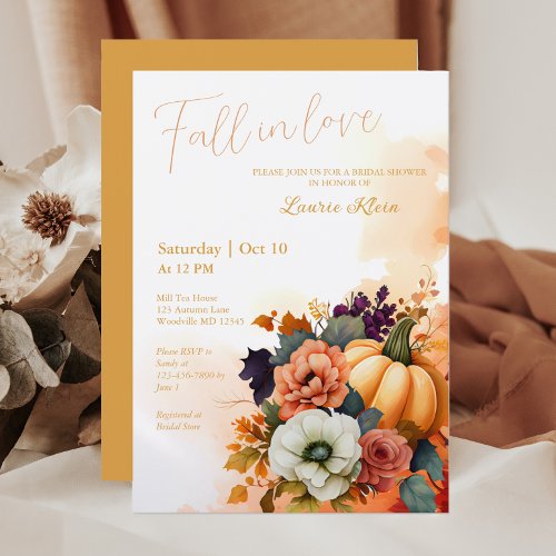 Elegant Fall Yellow Watercolor Bridal Shower Invitation