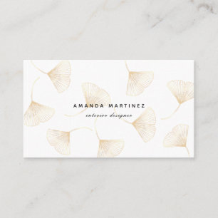 Elegant Falling Gold Ginkgo Leaves Business Card