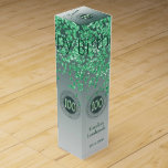 Elegant Falling Green Glitter 100th Birthday Wine Box
