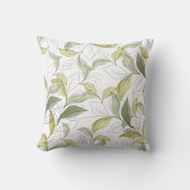 Elegant Falling Leaves Nature-Inspired Design Throw Pillow (Front)