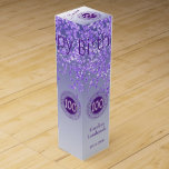 Elegant Falling Purple Glitter 100th Birthday Wine Wine Box